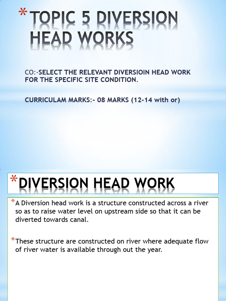 Layout of Diversion Head Works | PDF | Dam | River