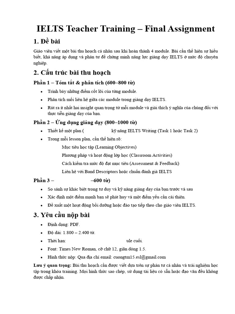 IELTS Teacher Training - Final Assignment | PDF