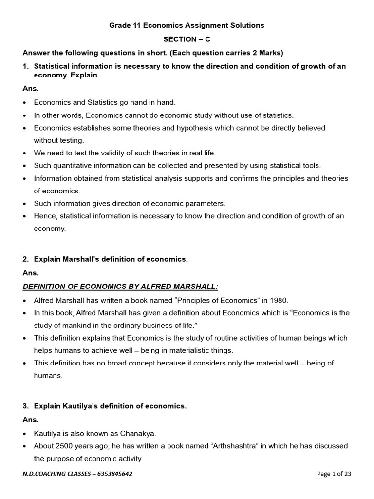 Grade 11 Economics Assignment Solutions | PDF | Demand | Supply (Economics)