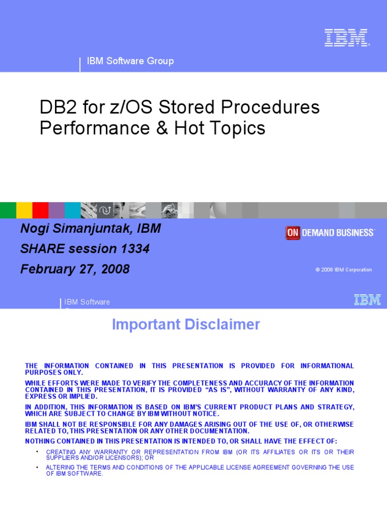 DB2 for zOS Stored Procedures Performance Hot Topics | Ibm Db2 | Subroutine