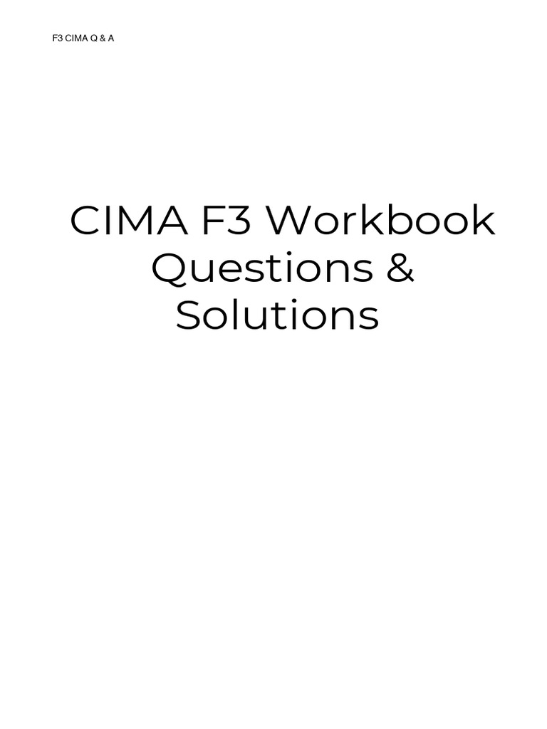 CIMA F3 Workbook: Q&A and Solutions | PDF | Dividend | Preferred Stock