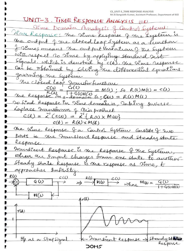 Cs Unit-3 Time Response Analysis Part-1 | PDF