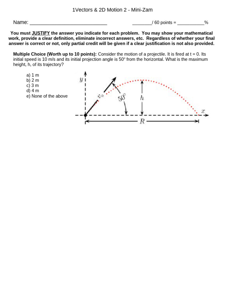 2D Motion Problems and Solutions | PDF