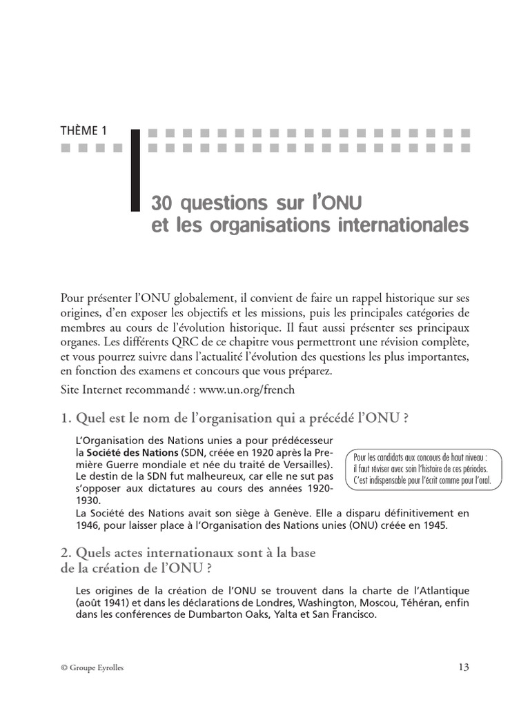 30 questions sur l'ONU et son histoire | PDF | Nations unies ...