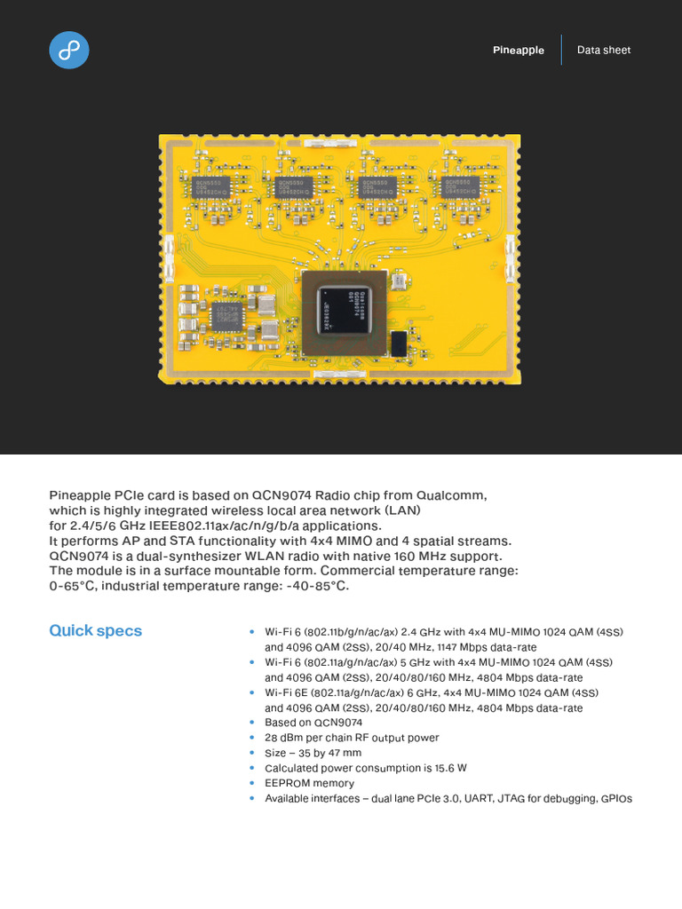 Pineapple Datasheet | PDF | Wi Fi | Computer Engineering