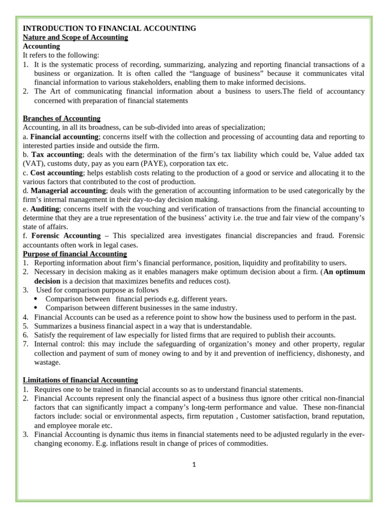 Overview of Financial Accounting Basics | PDF | Expense | Balance Sheet