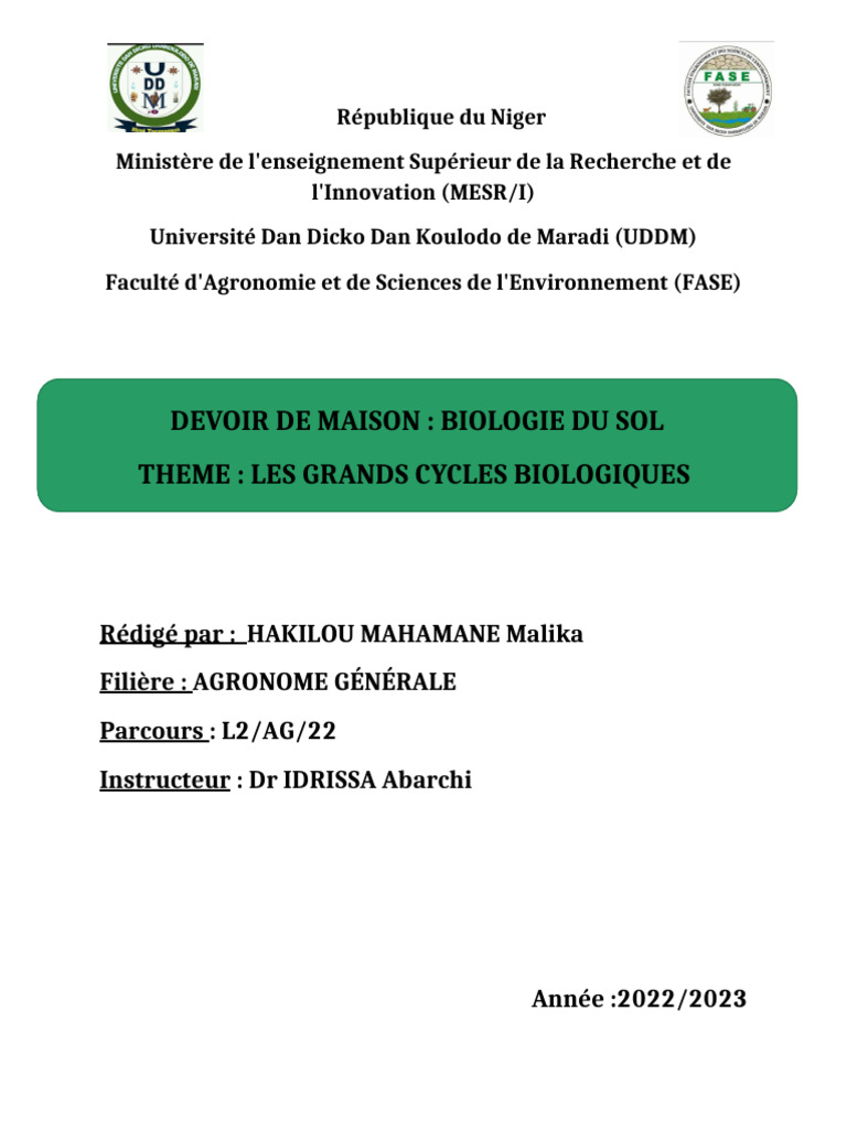 Grands Cycles Biologiques en Biologie du Sol | PDF | Cycle de l'eau ...