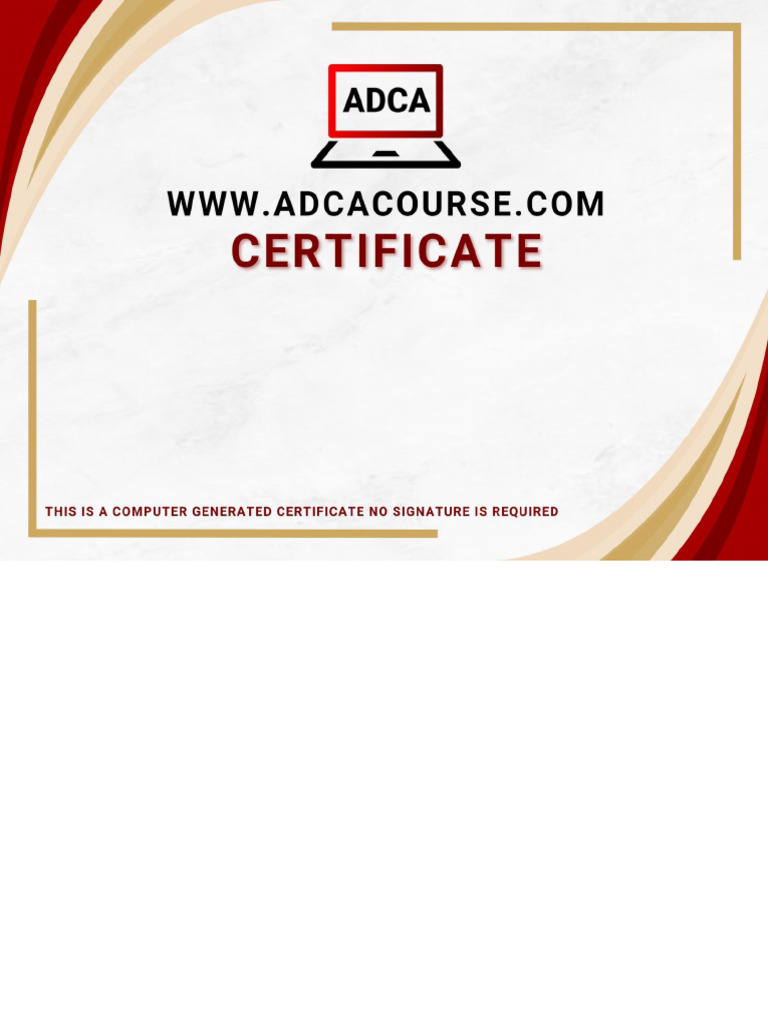 Adca Certificate | PDF