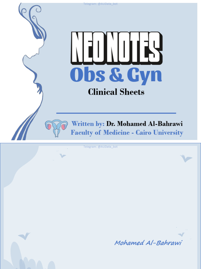 NeoNotes Obs & Gyn Clinical Sheets - Flatten | PDF