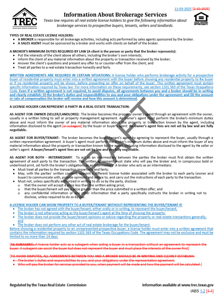 TREC IABS Overview for Real Estate Agents | PDF | Private Law