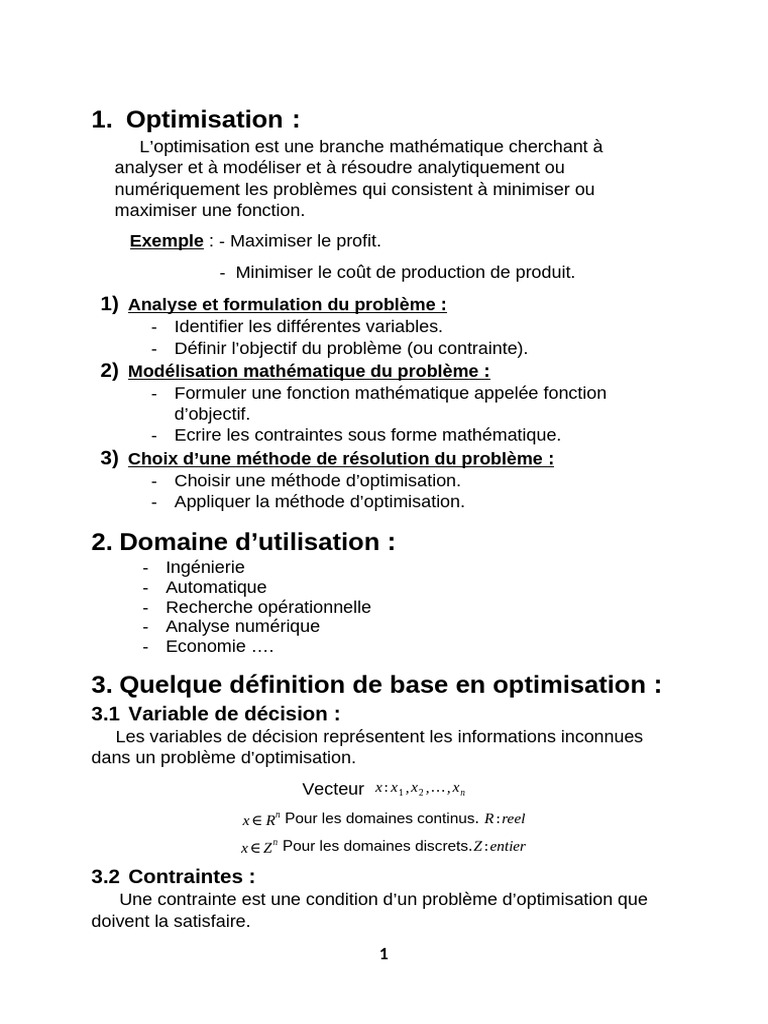 Introduction à l'optimisation mathématique | PDF | Optimisation ...