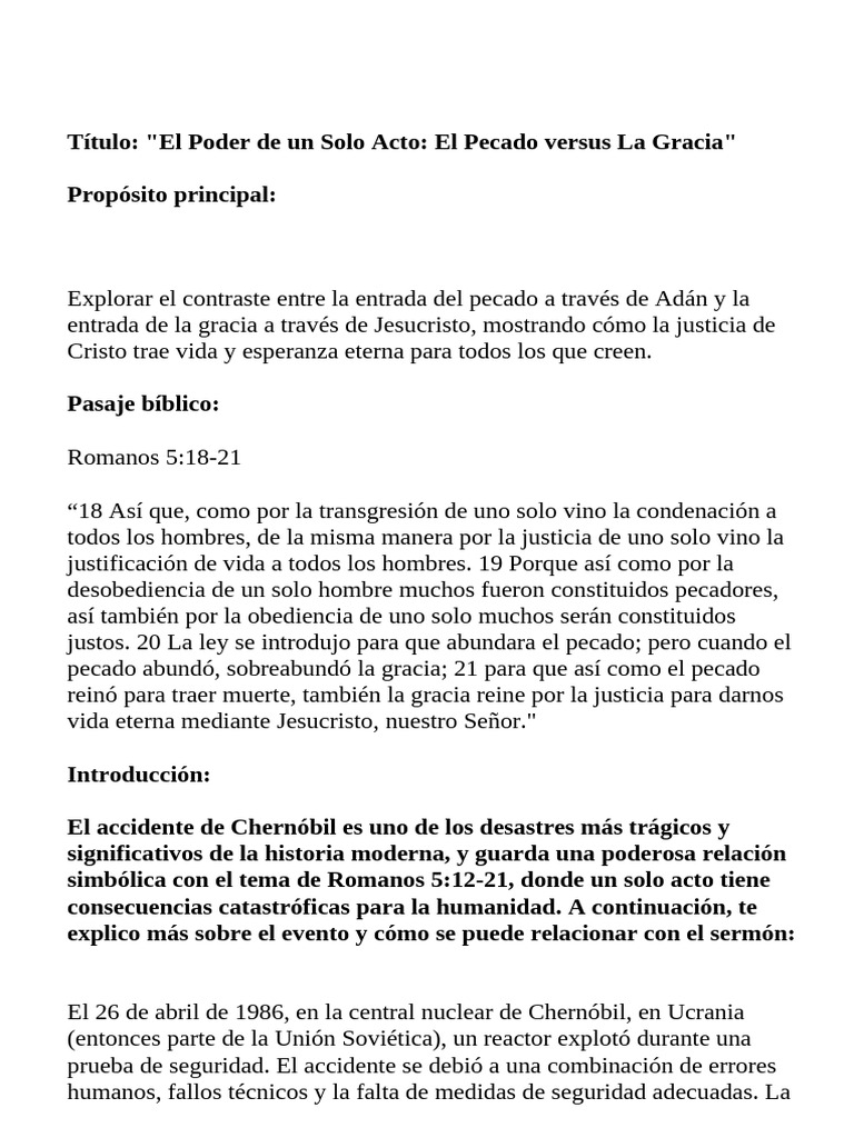 El Poder de Un Solo Acto Pecado vs. Gracia | PDF | Pecado | Cristo (título)