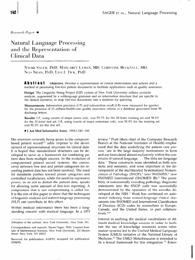 NLP for Clinical Data Representation | PDF | Parsing | Syntax