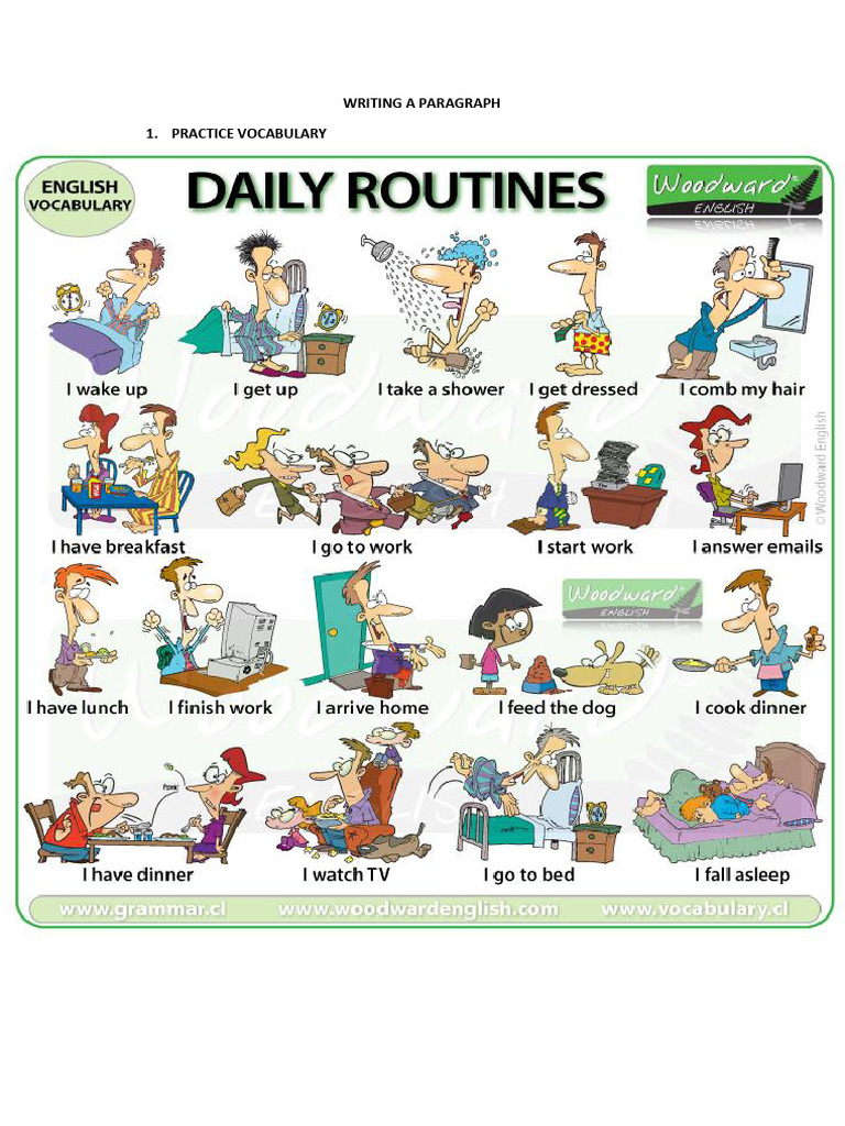 Writing a Paragraph: Daily Routine Guide | PDF