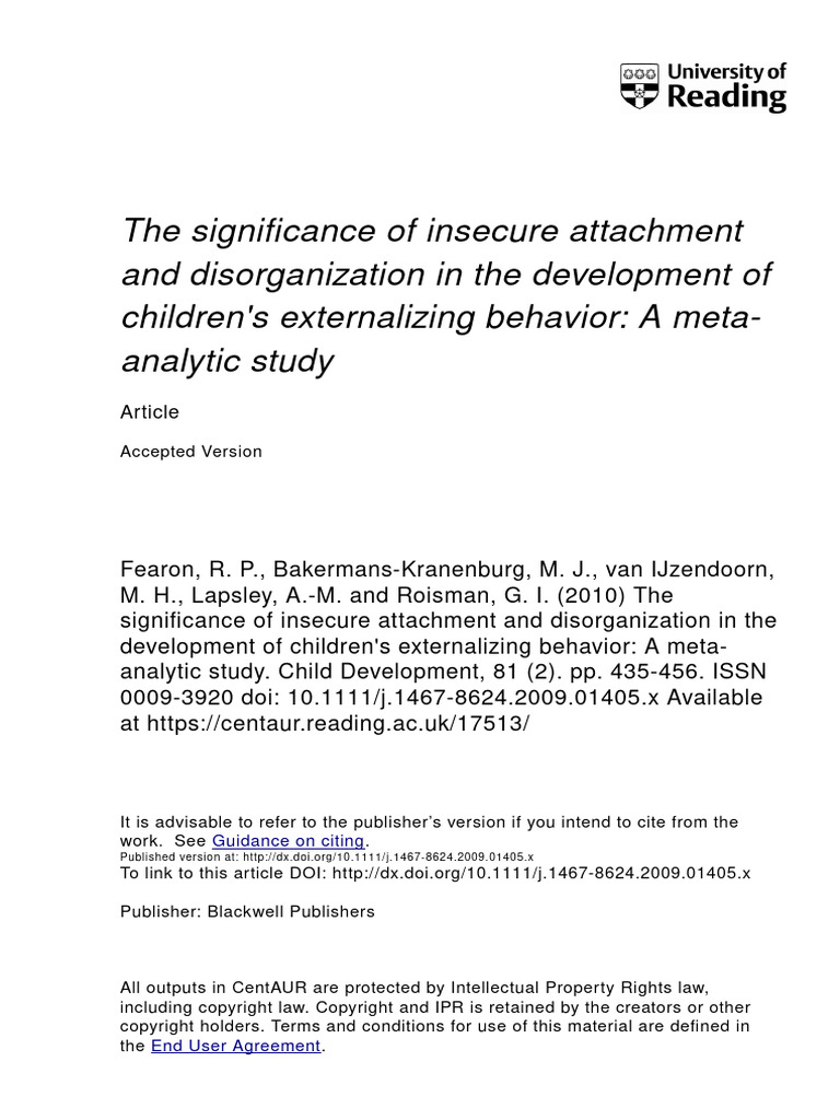 Insecure Attachment and Child Behavior | PDF | Attachment Theory ...