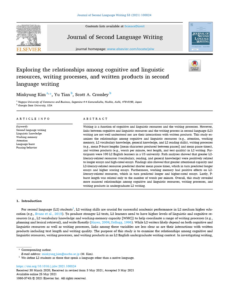 Cognitive Resources in L2 Writing | PDF | Second Language | Fluency