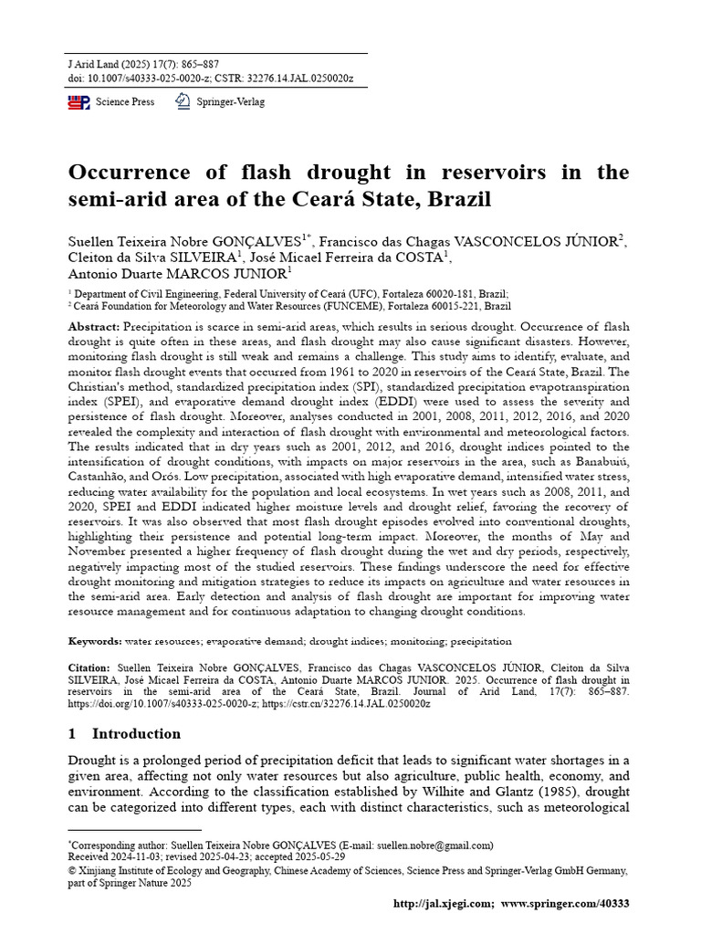 Flash Drought in Ceará Reservoirs, Brazil | PDF | Drought | Earth Sciences