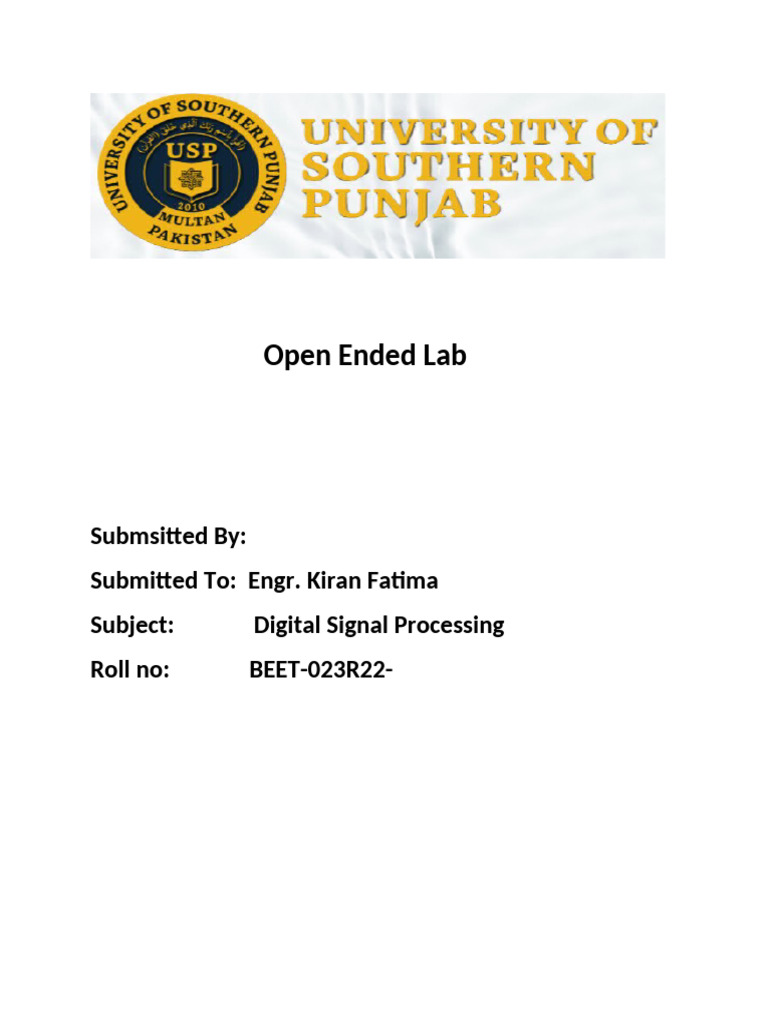 Open Ended Lab Report on DSP | PDF