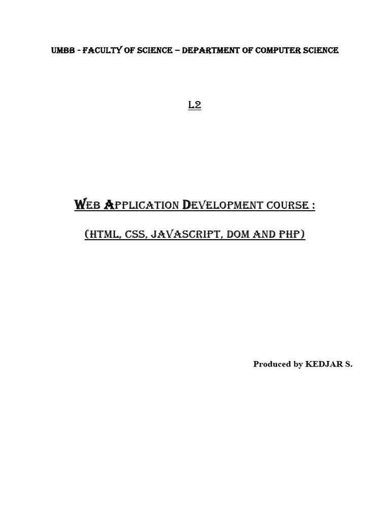 Web Development Course: HTML, CSS, JS, PHP | PDF | World Wide Web ...