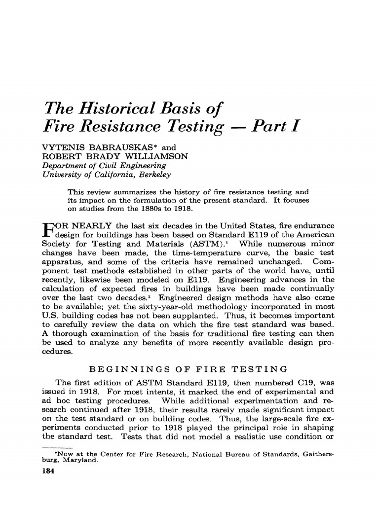 History of Fire Resistance Testing | PDF