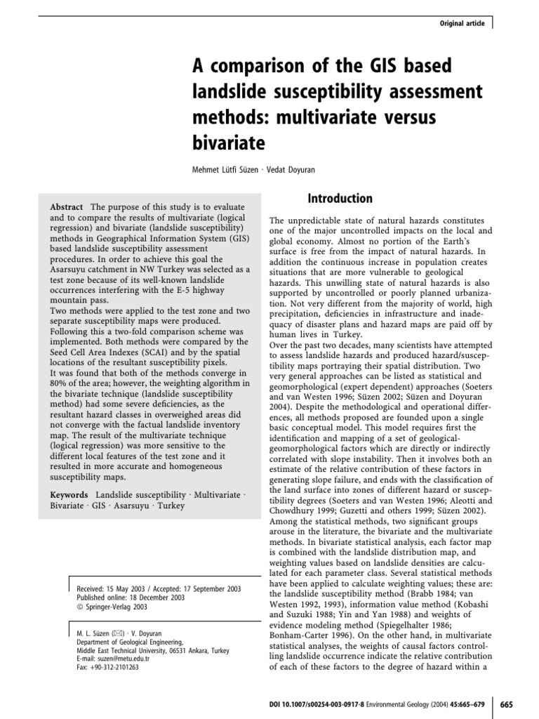 GIS Landslide Susceptibility Methods Comparison | PDF | Logistic ...