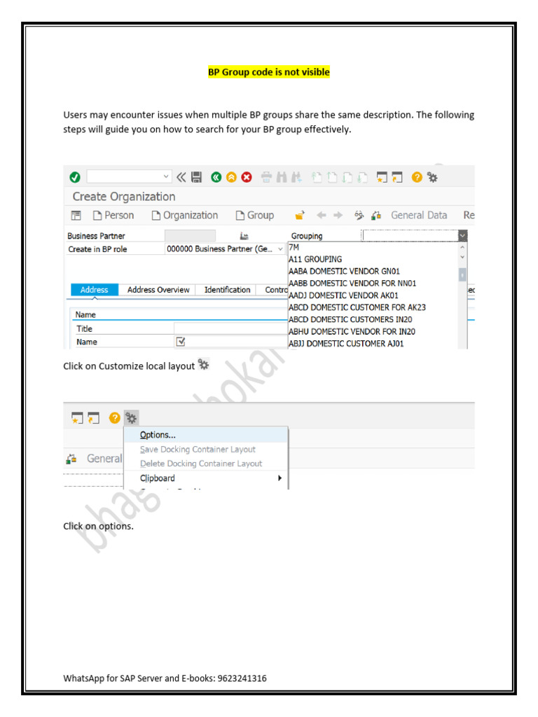 Troubleshooting BP Group Visibility in SAP | PDF