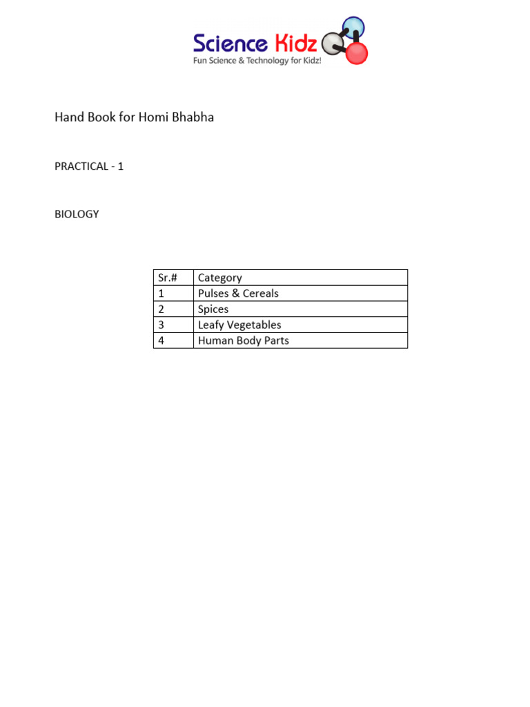 22 HB Practical Hand Book 2021 - Biology | PDF | Foods | Vegetables