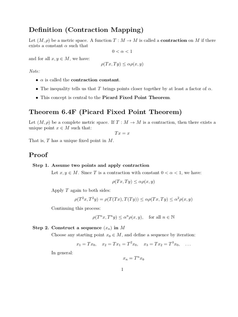 Understanding Contraction Mapping and Compactness | PDF | Mathematical ...