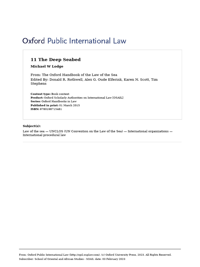 Legal Framework of the Deep Seabed | PDF | United Nations Convention On ...