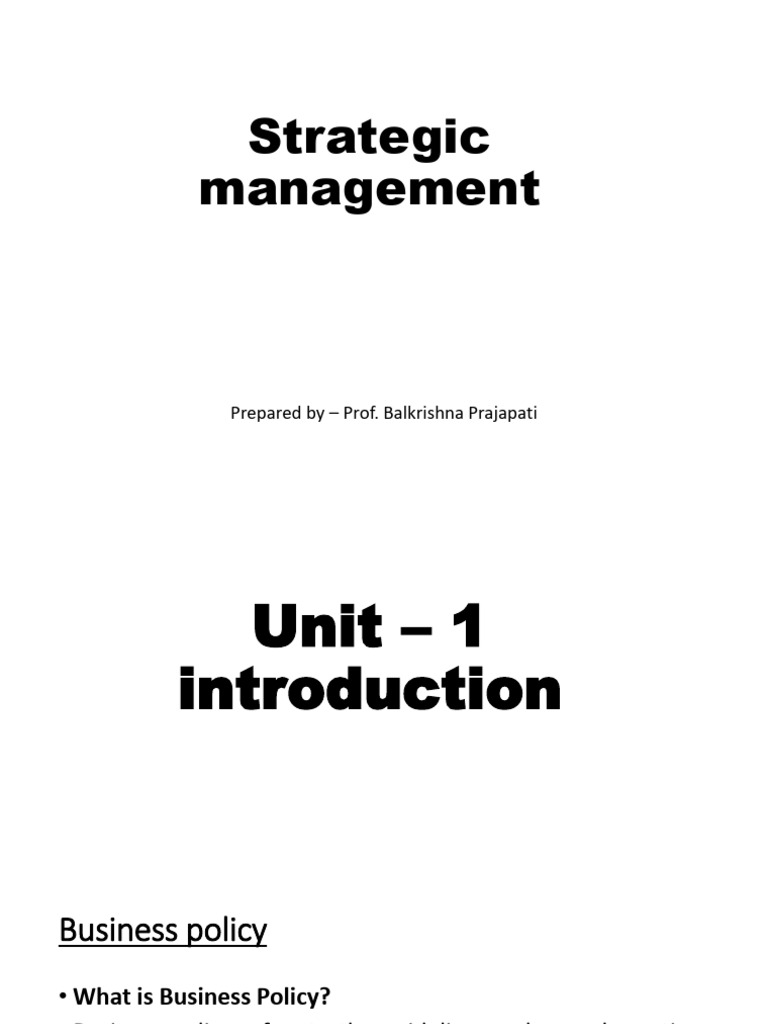 Understanding Business Policy and Strategy | PDF | Strategic Management ...