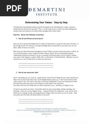 Demartini Value Determination Process | PDF | Psychological Concepts