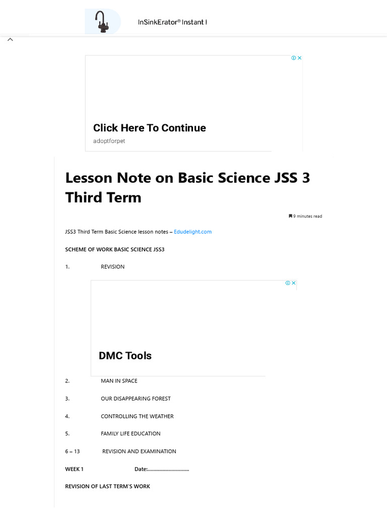 Basic Science Lesson Notes for JSS3 Term 3 | PDF | Weight | Pregnancy