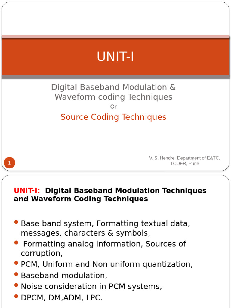 Unit I PCM VSH 110825123037 Phpapp01 | PDF | Signal To Noise Ratio ...
