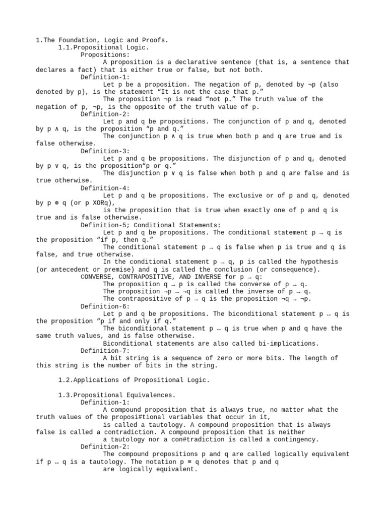 Propositional Logic and Set Theory Basics | PDF | If And Only If ...