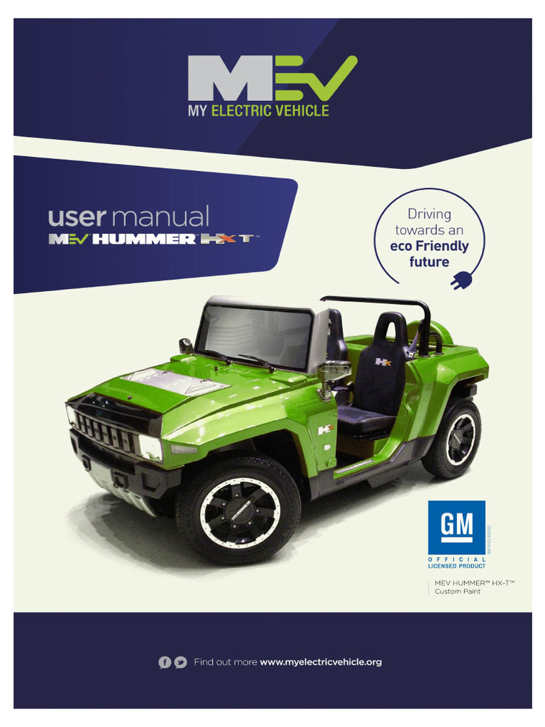 MEV Hummer HX Owner's Manual Guide | PDF | Battery Charger | Seat Belt