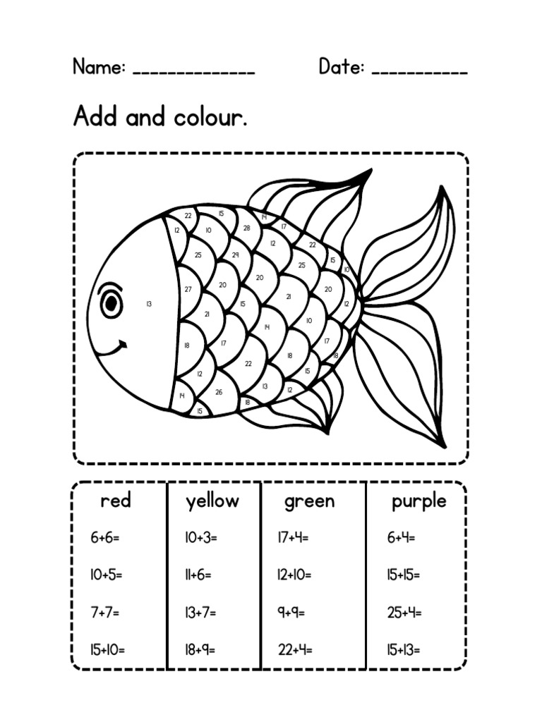 Black White Minimalist Addition Coloring Worksheet | PDF ...