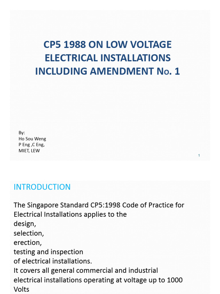 CP5 Singapore: Electrical Installations Guide | PDF | Alternating ...