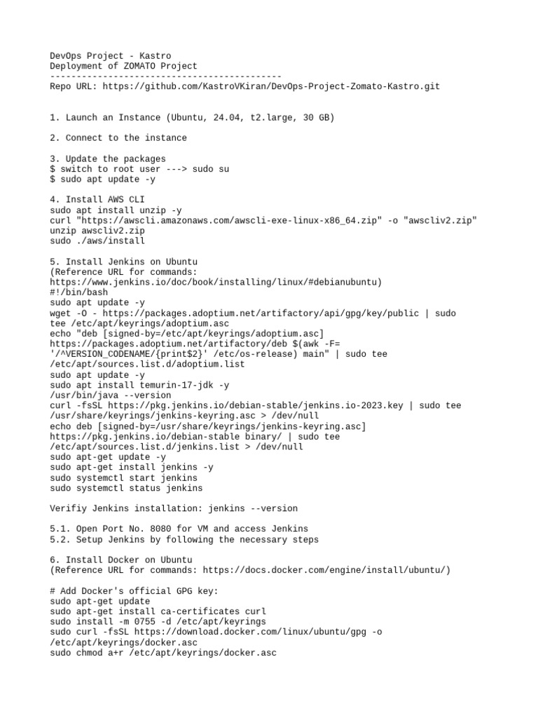DevOps Setup for Zomato Project | PDF | Sudo | Information Technology ...