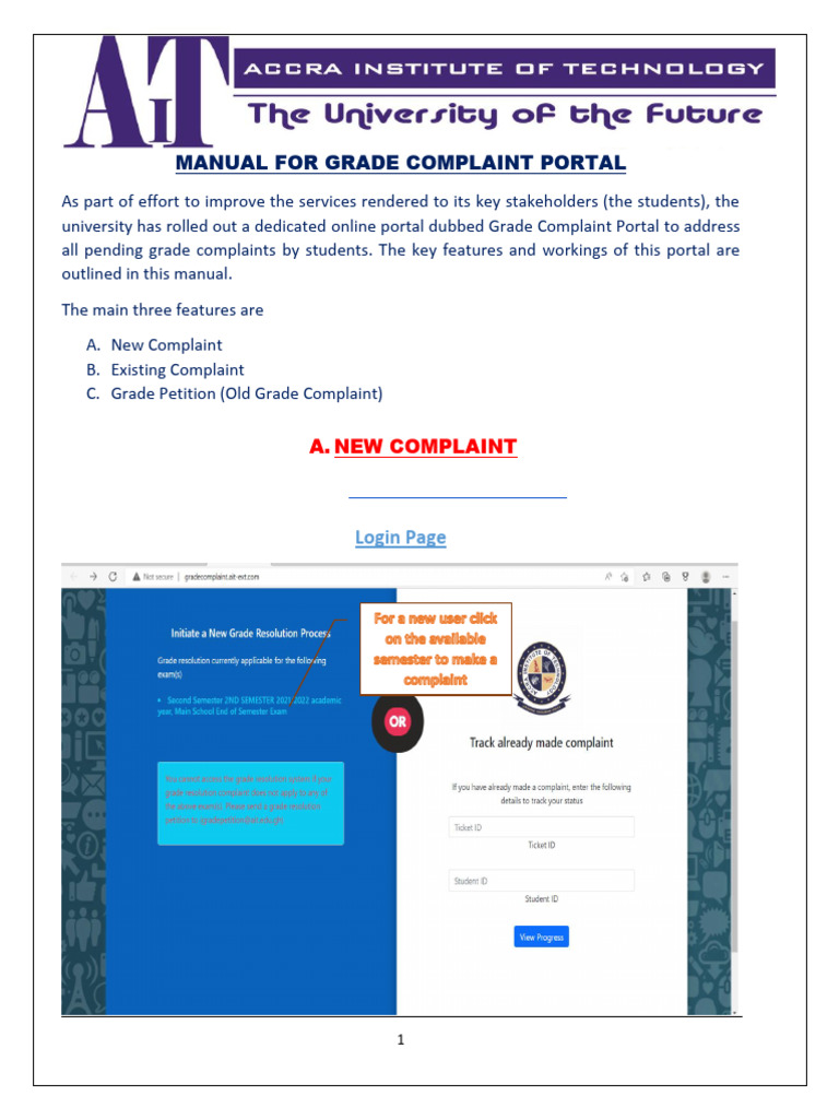 Grade Complaint Portal User Manual | PDF