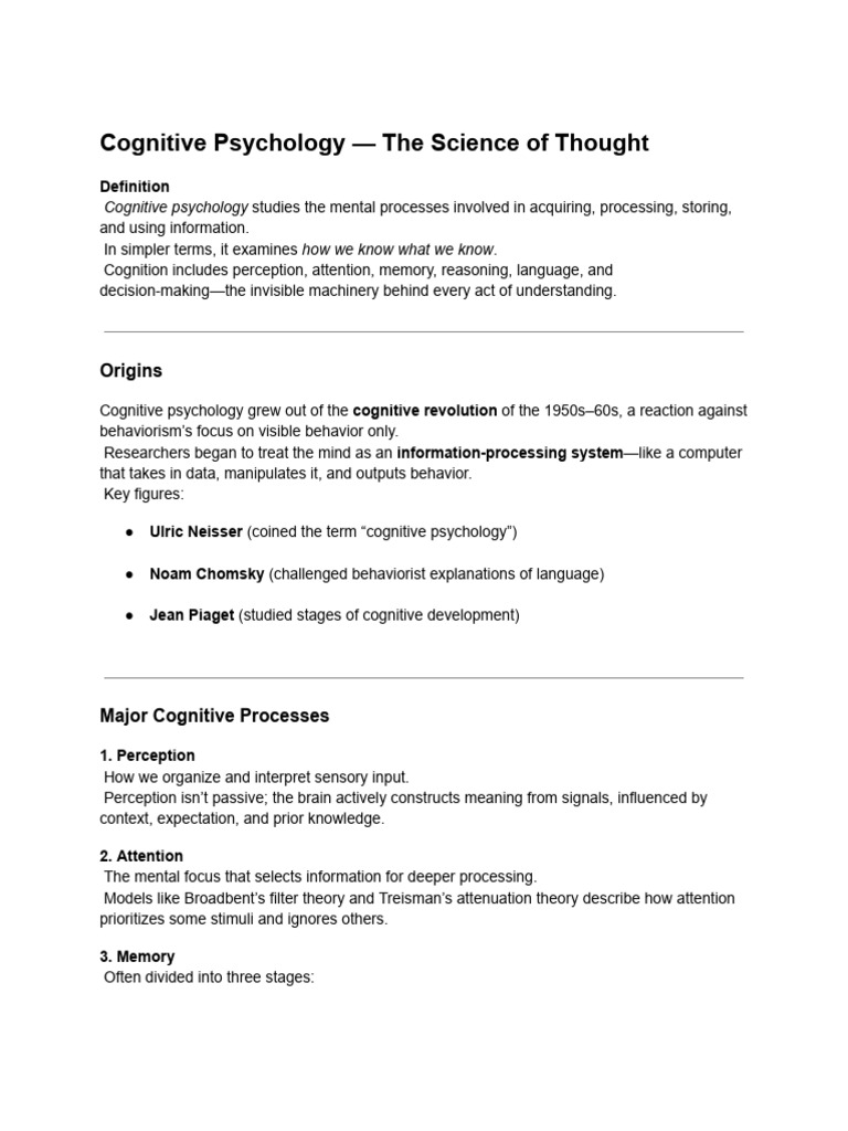 Understanding Cognitive Psychology Basics | PDF | Cognition | Cognitive ...