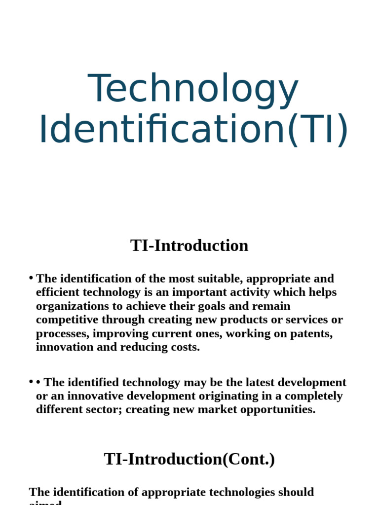 Technology Management Sunu 5 (Technology Identification) | PDF ...