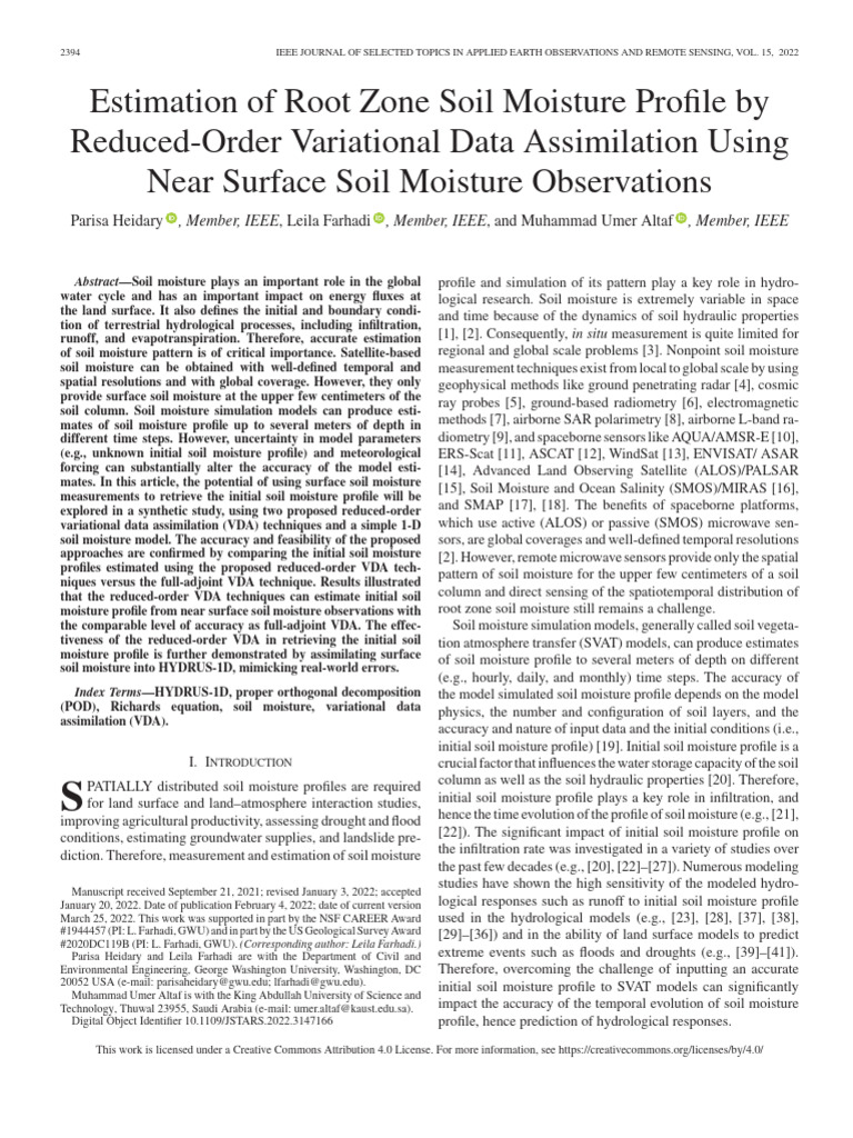 Soil Moisture Profile Estimation Techniques | PDF | Principal Component ...