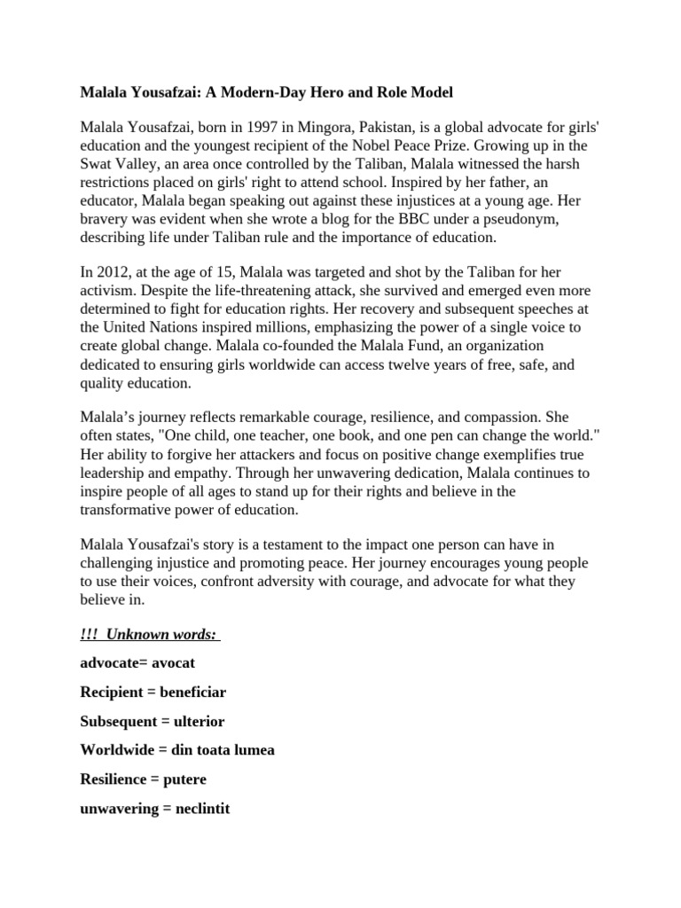 Heroes and Role Models Template | PDF | Malala Yousafzai | Social ...
