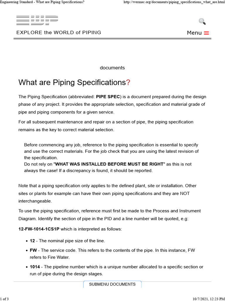 Understanding Piping Specifications Guide | PDF | Specification ...