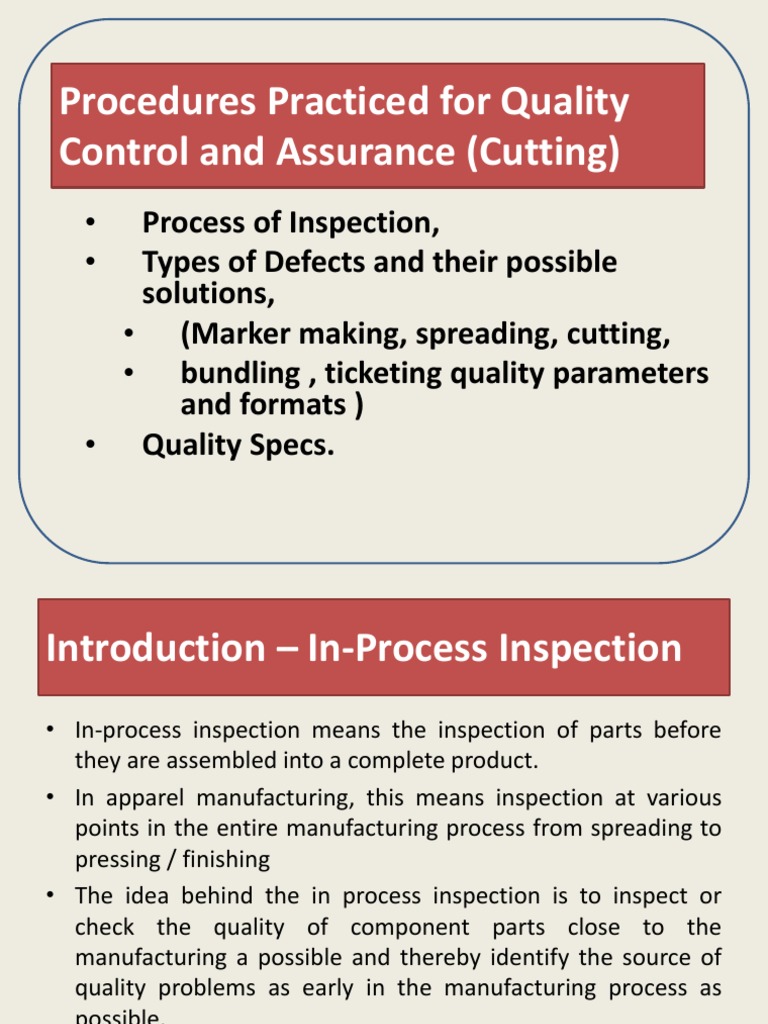 Inspection Procedures for Quality Assurance in Cutting Seam (Sewing