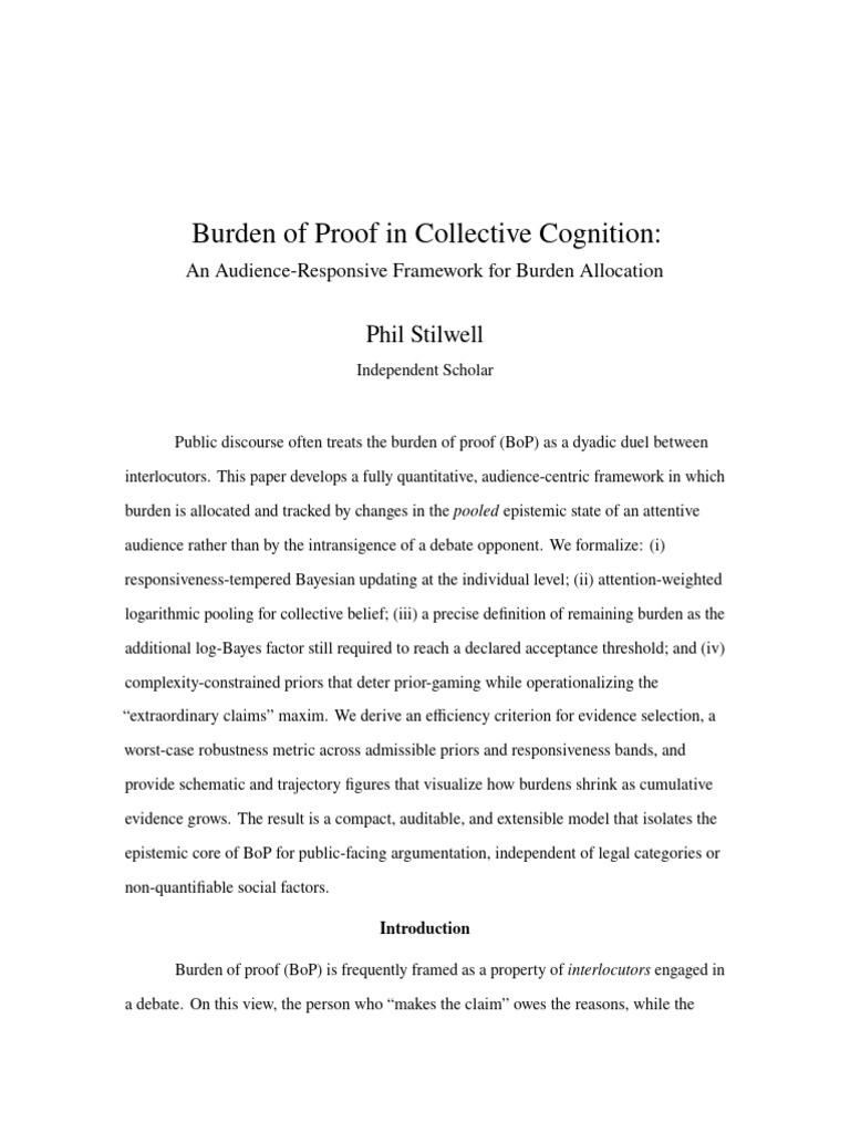Burden of Proof in Collective Cognition | PDF | Evidence | Bayesian ...