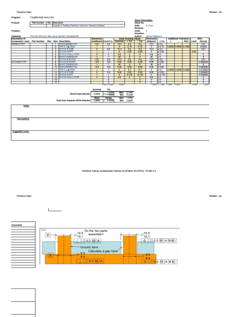 Tolerance Stack Analysis Release 1.2a | PDF | Spreadsheet | Applied ...