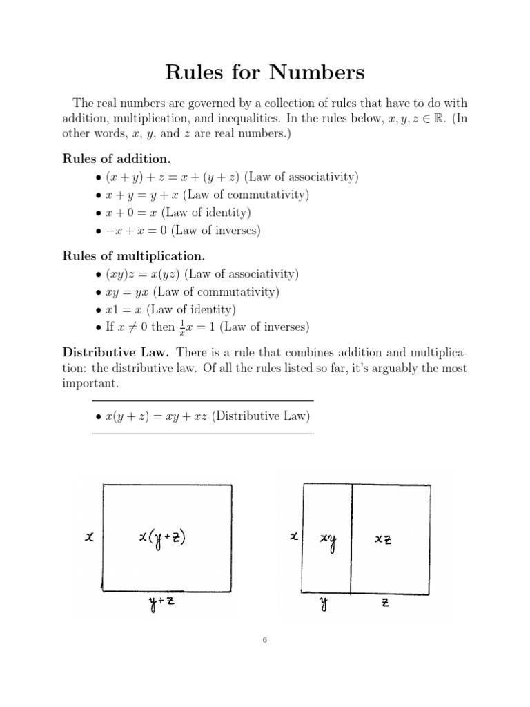 Essential Rules for Real Numbers | PDF | Mathematical Relations ...