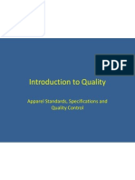 Introduction To Quality: Apparel Standards, Specifications and Quality Control