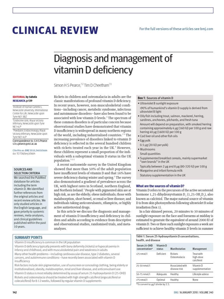 Vitamin D Deficiency: Diagnosis & Management | PDF | Vitamin D | Vitamin